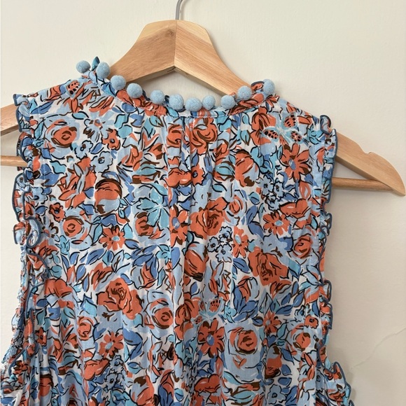 Poupette St. Barth Floral Mini Dress - Blue and Orange - Picture 6 of 10